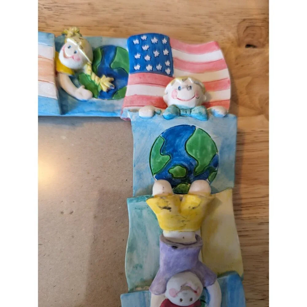 1994 HB Group BB Burnes 3x5 ceramic frame childern of the world flags cartoonish